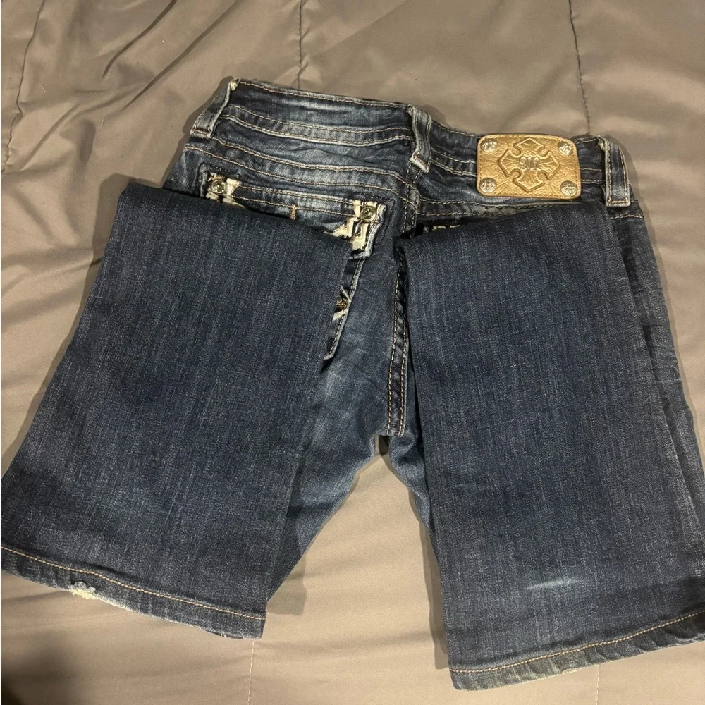Miss Me Blue Boot Cut Jeans with Embellished Pockets - Picture 4 of 6